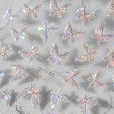 Glänzend Aurora Shell Schmetterling Nagelsticker Selbstklebend,Erleichterung Schmetterlinge Nail Sticker Rosa Laser Schmetterling Nagelaufkleber Für Frauen Nageldesign Zubehör Nagel Zubehör Nail Art