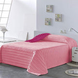 PETTI Artigiani Italiani - Enkeltsengsbetræk, dobbeltsidet betræk, springtæppe, midnatsblå, hvid, 100% Made in Italy Dyner og dyner Naty Shop Pink Sengestørrelse 100 (170 X260 Cm)