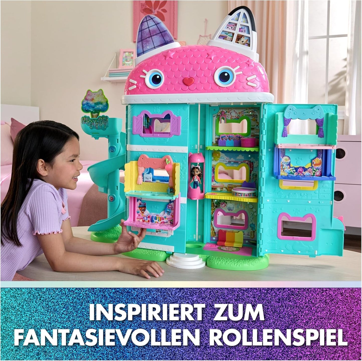 DREAMWORKS GABBY'S DOLLS HOUSE: THE MOVIE - Portal Room Kuchi's Sugar Sprinkled Kitchen med figur og tilbehør, for alderen 3 og opefter