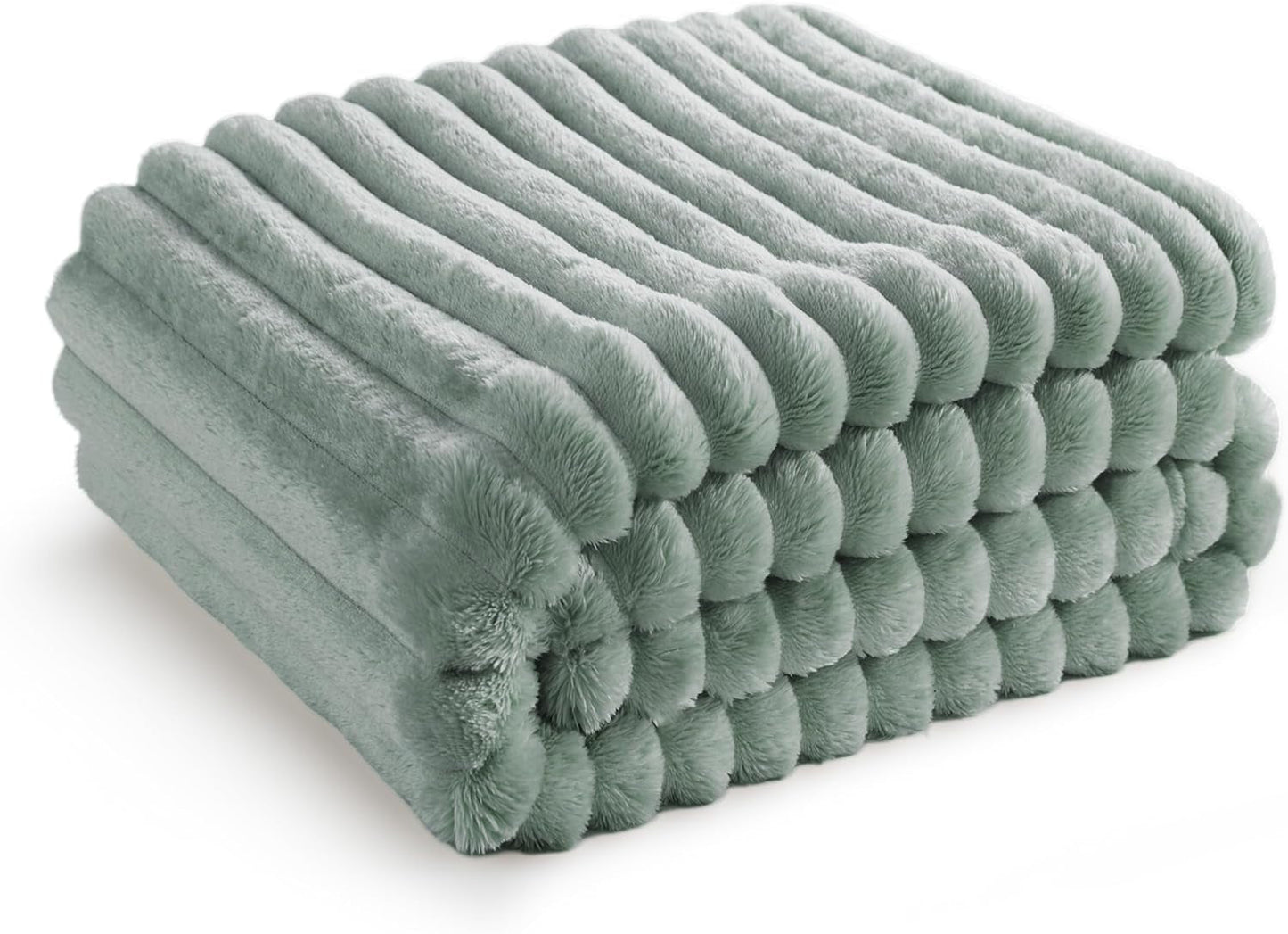 BEDSURE Sage Green Fleece-tæppe til sofa - Superbløde hyggetæpper til kvinder, sødt lille tæppe til piger, 127 X 152 cm senge og tæpper Besuche den BEDSURE-Store Hilsen Throw (50" X 60")