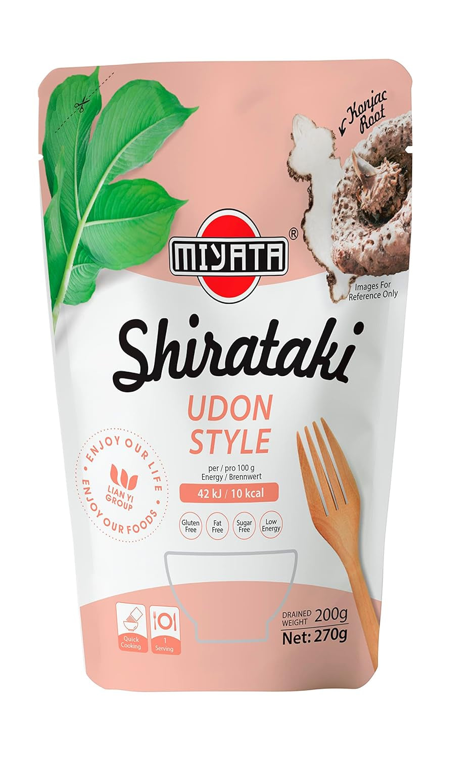 Miyata Shirataki Udon Nudler Konjac-melpakke med 6 (6 x 270 g)