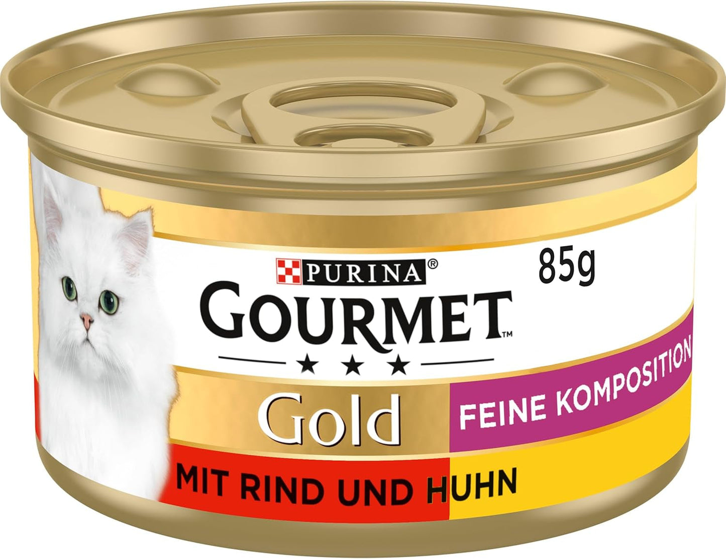 Gourmet Gold Fine Composition våd kattefoder med oksekød og kylling, pakke med 12 stk (12 x 85 g)