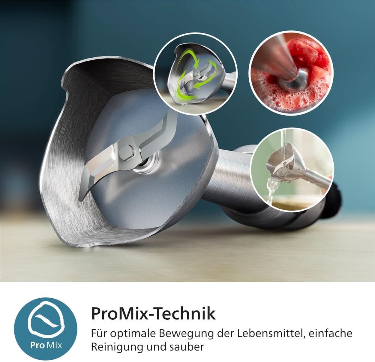 Philips 5000-Serie Stabmixer - 1200W Leistung. Promix-teknologi. Led Geschwindigkeitsanzeiger. Stufenlose Geschwindigkeitseinstellung. Kompakt design. Leicht Zu Reinigen. Schwarz (HR2681/00) Køkken Naty Shop