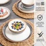 Moritz & Moritz TARENTO 24-delt servisesæt til 6, grå - Elegant højkvalitetstallerkensæt i stentøj - Spisestellet indeholder 6 middagstallerkener, 6 desserttallerkener, 6 middagstallerkener og 6 kopper