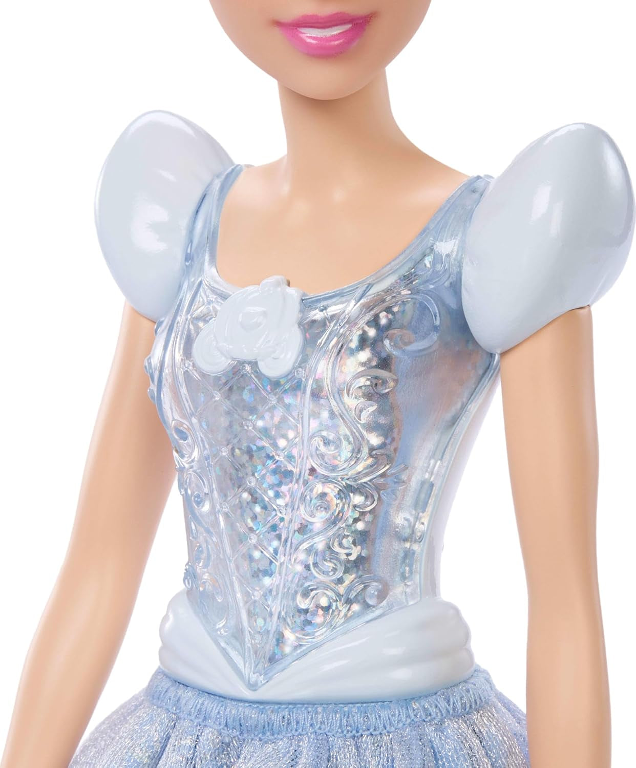 Mattel DISNEY Princess Askepot - Leddukke med funklende outfit, aftagelige sko og tiara, kæmmet hår til stylingsjov, til børn fra 3 år og opefter, HLW06