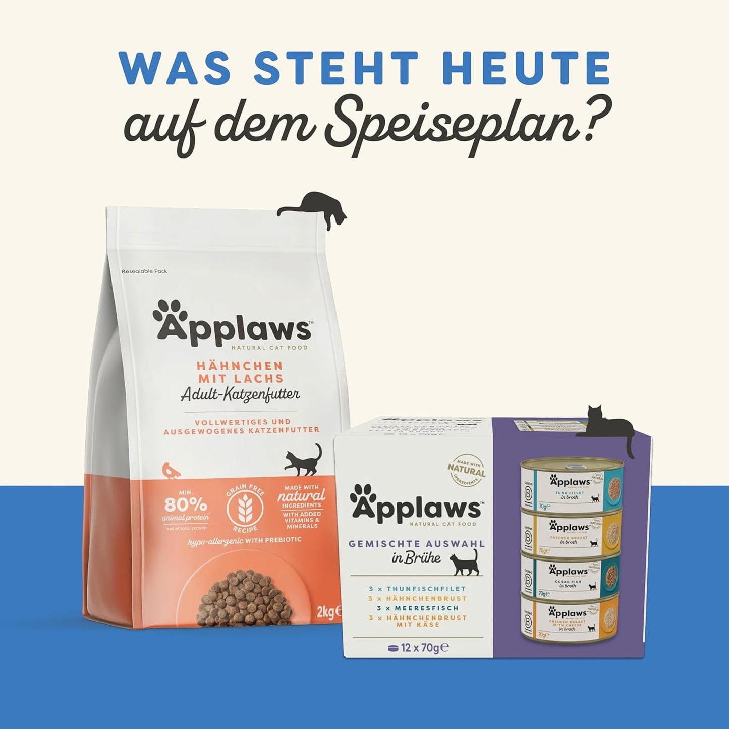 Applaws 100 % naturlig våd voksen kattefoder Assorteret fisk i sauce Multipakke 12 æsker x 70 g
