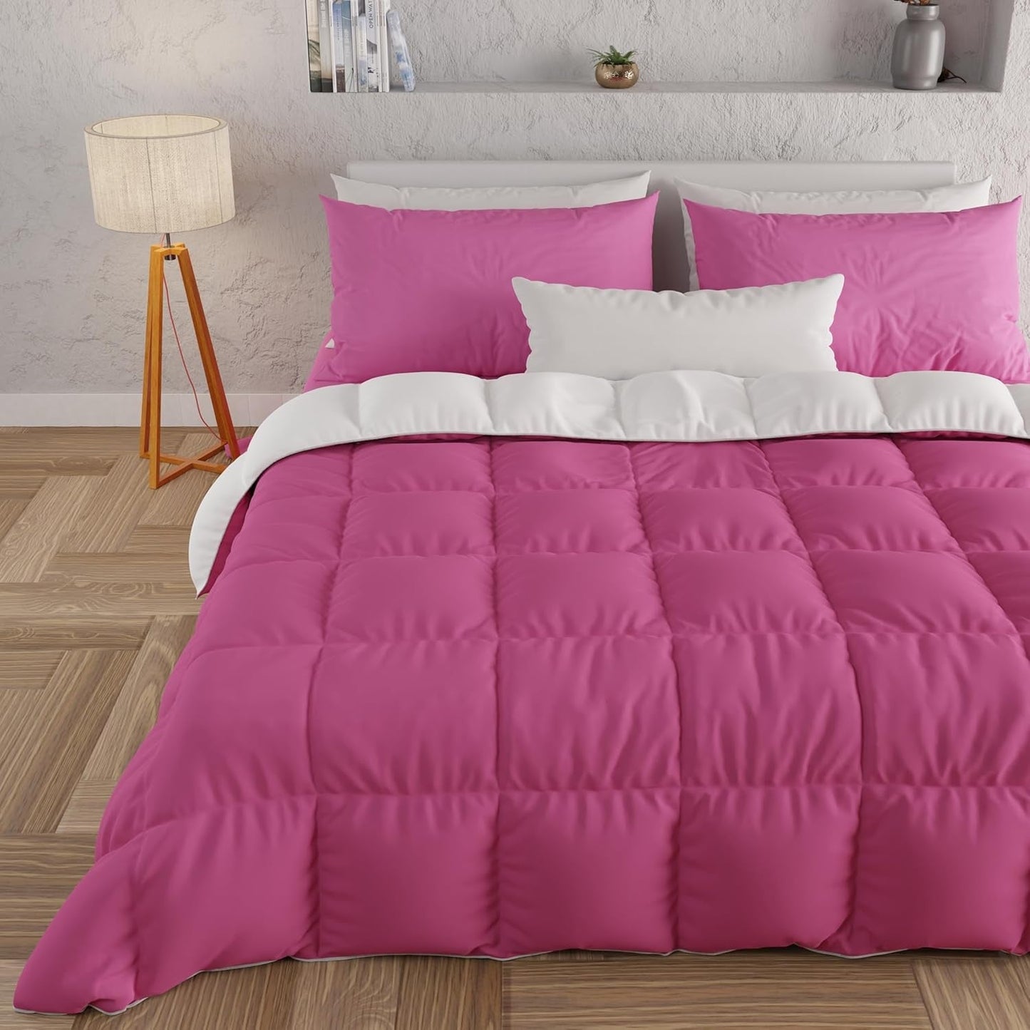 PETTI Artigiani Italiani - Dobbeltseng vinterdyne, maxi, monokrom, dobbeltsidet, hvid, grå, 100% Made in Italy Dyner og dyner Naty Shop Fuchsia hvid Una Piazza E Mezza