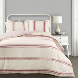 Frodig indretning Stribet bondehus-dyne, fuld/dronning, grå dyner og dyner Naty Shop rød konge