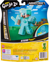 Heroes of Goo Jit Zu - Minecraft-figur, der kan udvides - Steve med diamantrustning og sværd, superstrækbart Goo-fyldstof med skjult diamantelement indeni, udvides til 3x størrelse actionfigurer Naty Shop