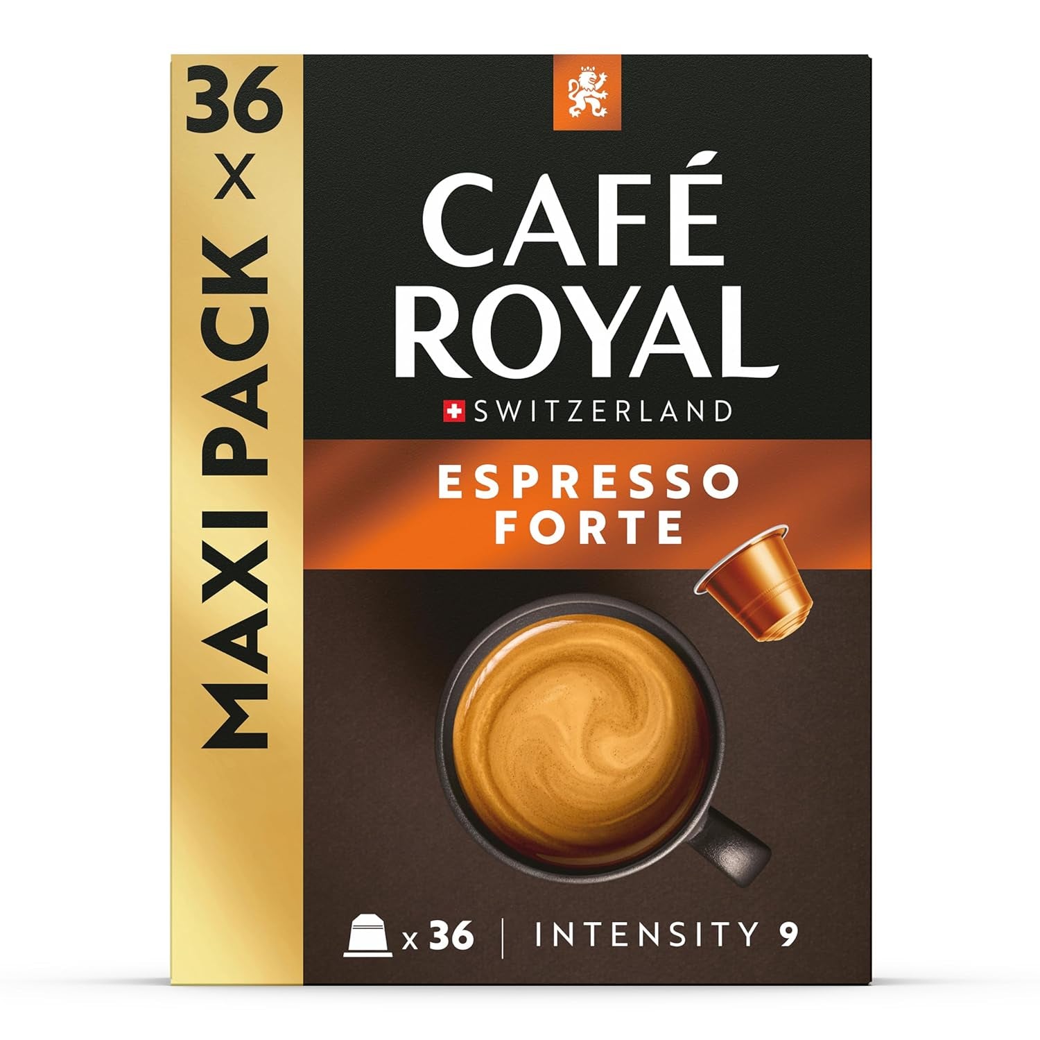 Café Royal Espresso Forte – Nespresso®-kompatible kaffekapsler, 100 % Arabica, fyldig, mellemristet, intensitet 9/12, 36 kapsler