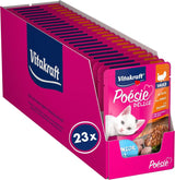 Vitakraft Poésie Délice, Junior, Vådfoder til katte, Vådfoder i sauce, med kalkun, Multipack, til unge katte, Uden tilsat sukker eller korn (23 x 85g)