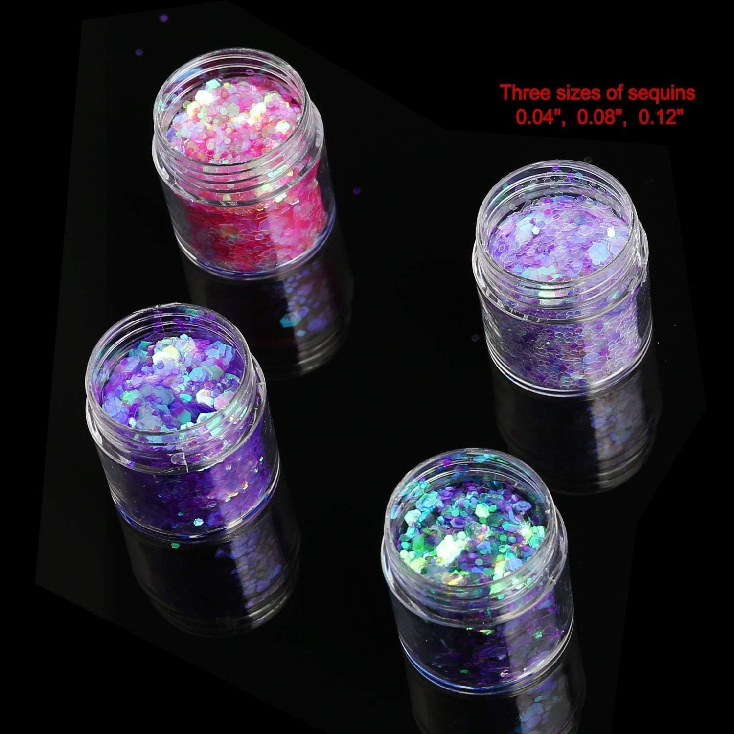 HOWAF 12 æsker Negle Glitter Ansigt Kropsbørste Glitter Makeup Negle Glitter Øjen Læbe Hår Kropsdekoration Halloween Julefestival Maskerade Makeup Tilbehør