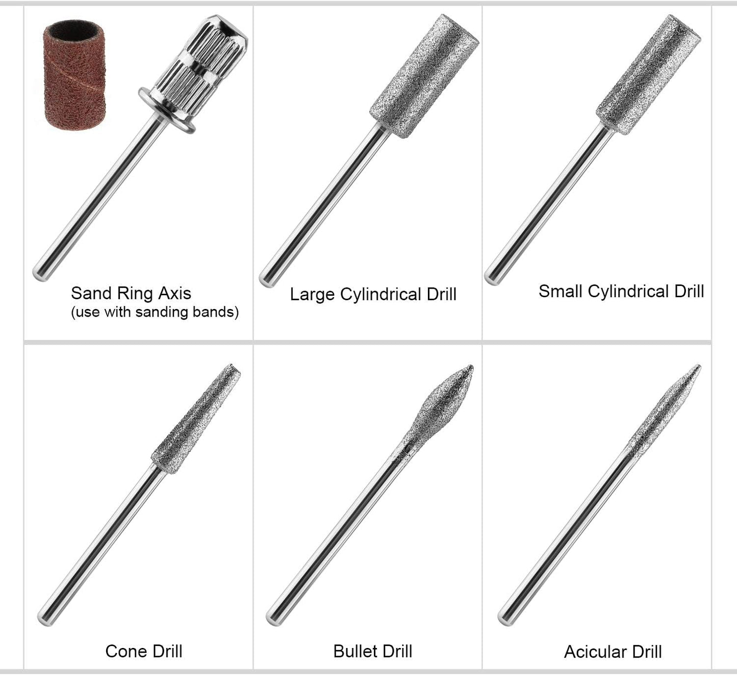 MWOOT Diamond-neglebor til elektriske neglefiler med slibeærmer Slibebånd Neglebor til kunstige negletilbehør Cuticle Remover