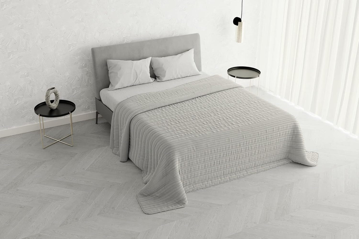 Sommerdyne Satinstriber, polyester, creme, 260X250 Cm Dyner og dyner Naty Shop