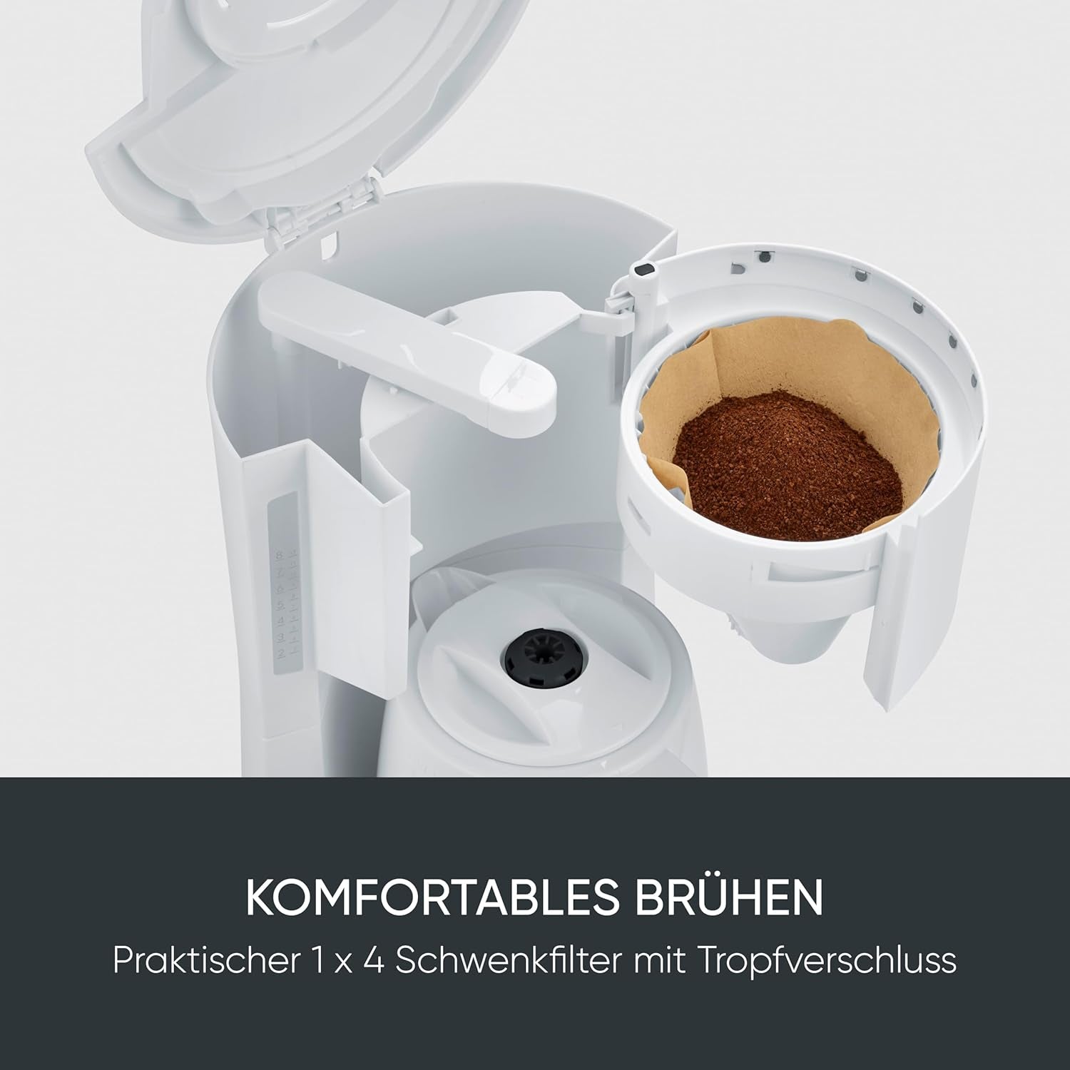 Severin espressomaskine med filter og 2 termokander, espressomaskine med låg, drypfri ophældning, lang temperatur vedligeholdelse, automatisk slukning, 1000 W, ca. 1 liter, hvid, KA 9309