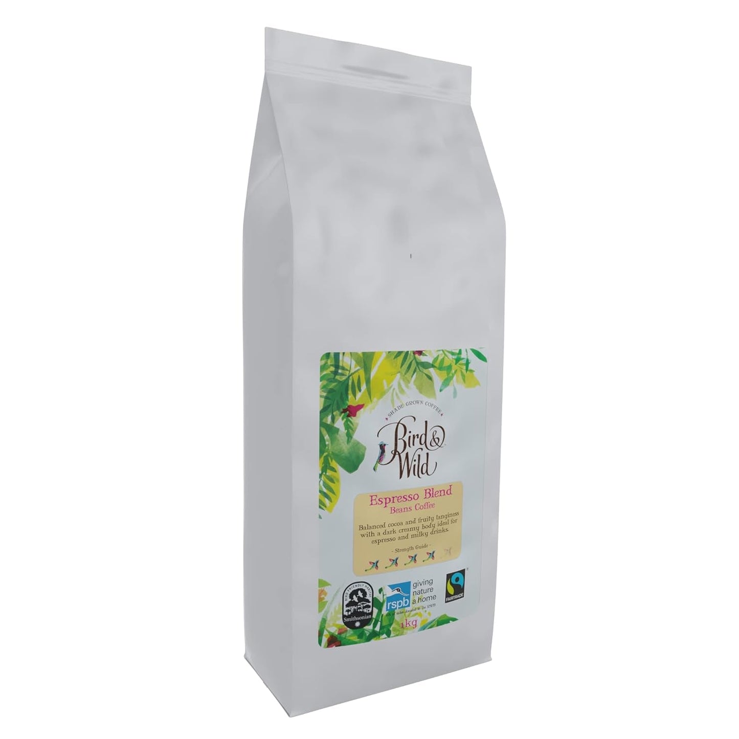 Espresso kaffebønner blanding 1 kg mellemristet Fairtrade økologisk skygge dyrket fuglevenlig hel bønne 1 kg nettovægt