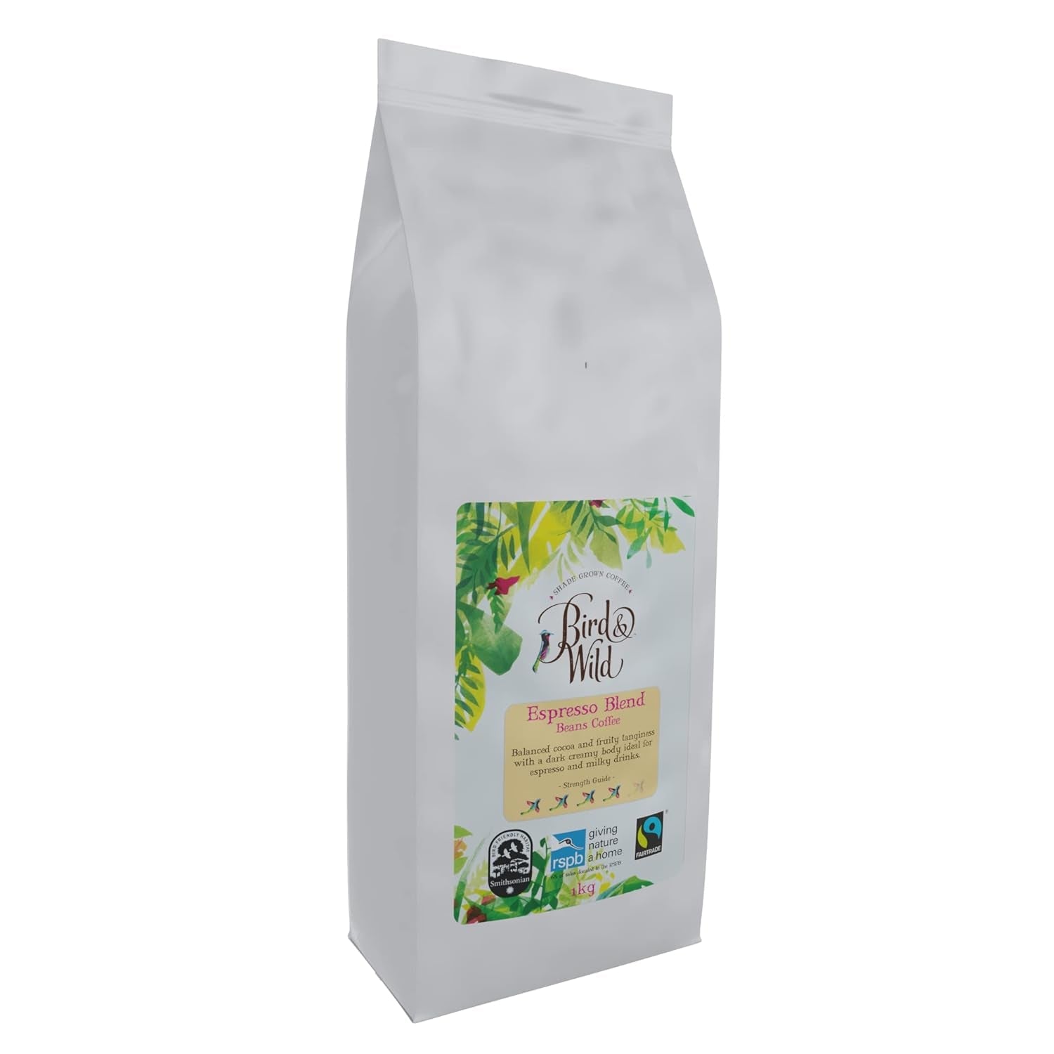 Espresso kaffebønner blanding 1 kg mellemristet Fairtrade økologisk skygge dyrket fuglevenlig hel bønne 1 kg nettovægt