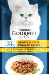 Gourmet Perle Delight i Jelly våd kattefoder med kylling og en delikat bagt kyllingesmag, pakke med 26 stk (26 x 85g)