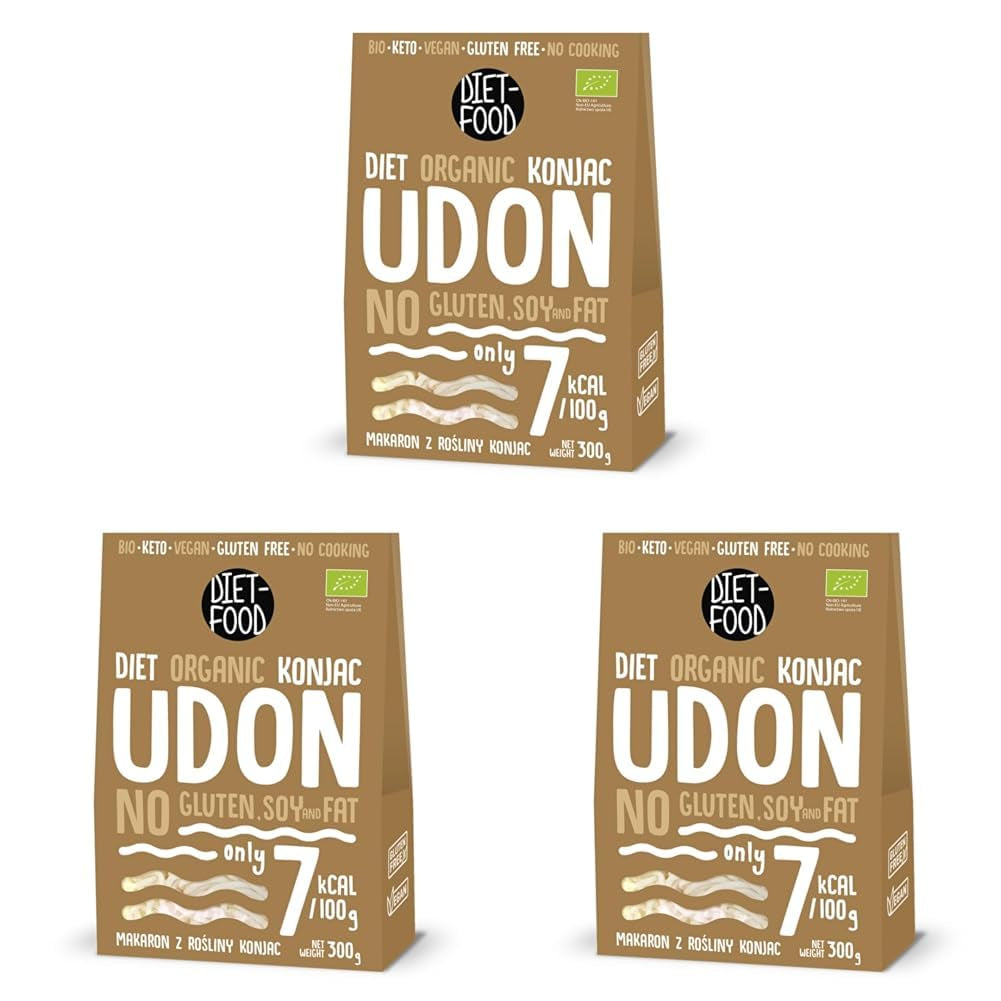 Udon Shirataki Konjac Noodles Bio 385g - Lavt kalorieindhold, glutenfri, vegansk - lavet af konjacrod, rig på fibre DIET-MAD