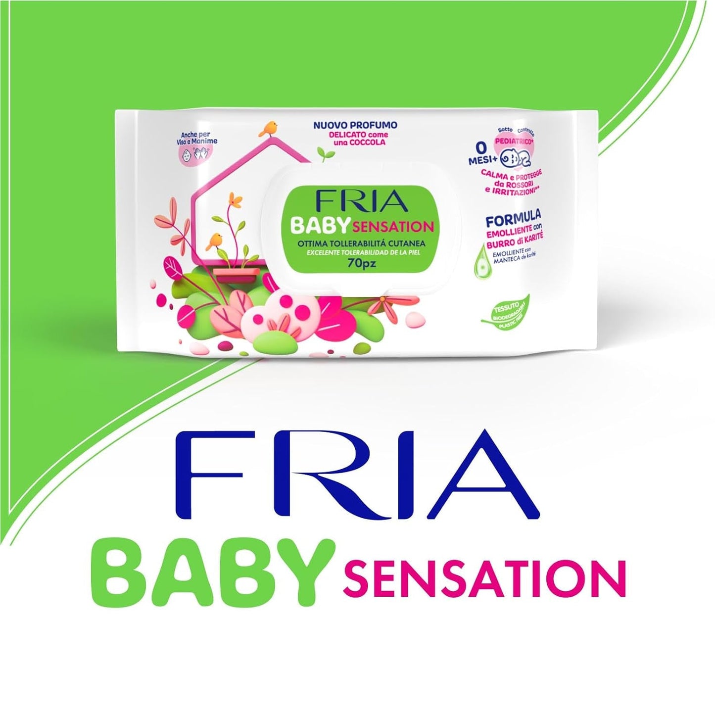 Baby Sensations med låg, 72 vådservietter, renseservietter til personlig pleje, unisex, børn