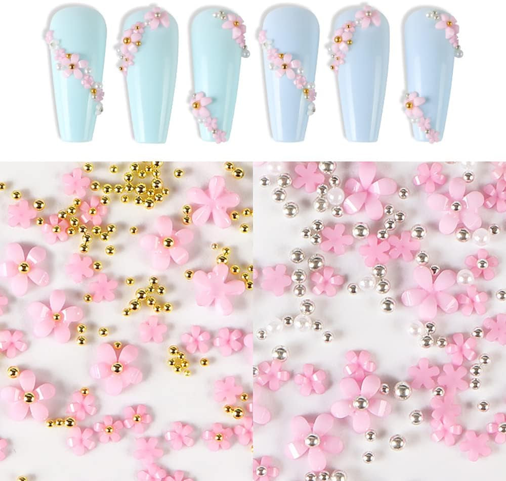 3D blomsternegle, 6 gitter, blomsterneglebetræk, akrylnegle-rhinestones, negletilbehør, DIY-forårsnegledekorationer