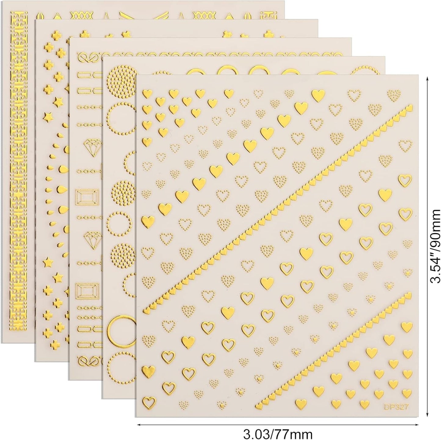 MWOOT 10 ark Guld Nagelsticker Abziehbilleder Nail Art Sticker, 3D selvklæbende neglestickers sæt Linien Streifenband Design, gør-det-selv Metallisk Nailart Aufkleber Maniküre Zubehör Für Nagel Dekoration
