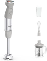 Tefal Quickchef+ 3-i-1 XL Stabmixer/Zerkleinerer/Schneebesen, 1000 W, Intuitiv Geschwindigkeitsregelung, Turbo-Taste, Powelix-Messer-Technologie, Edelstahl, Grau, HB67MB30 Kitchen Naty Shop