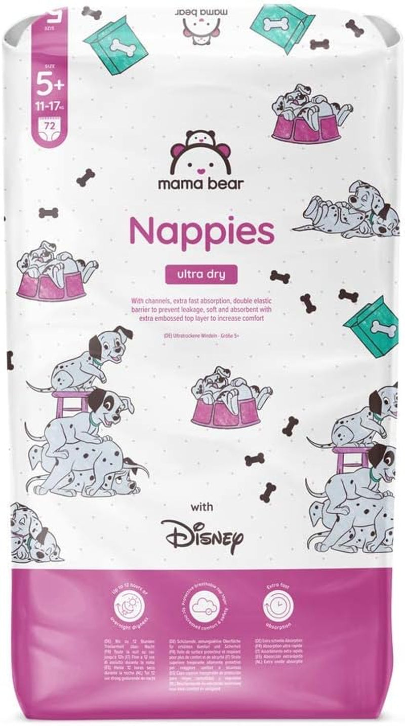 Amazon-mærke: Mama Bear Disney Ultra Dry Bleer, Størrelse 3 (4-9 kg) - Månedlig æske, hvid, 172 Antal (2 pakker af 86)