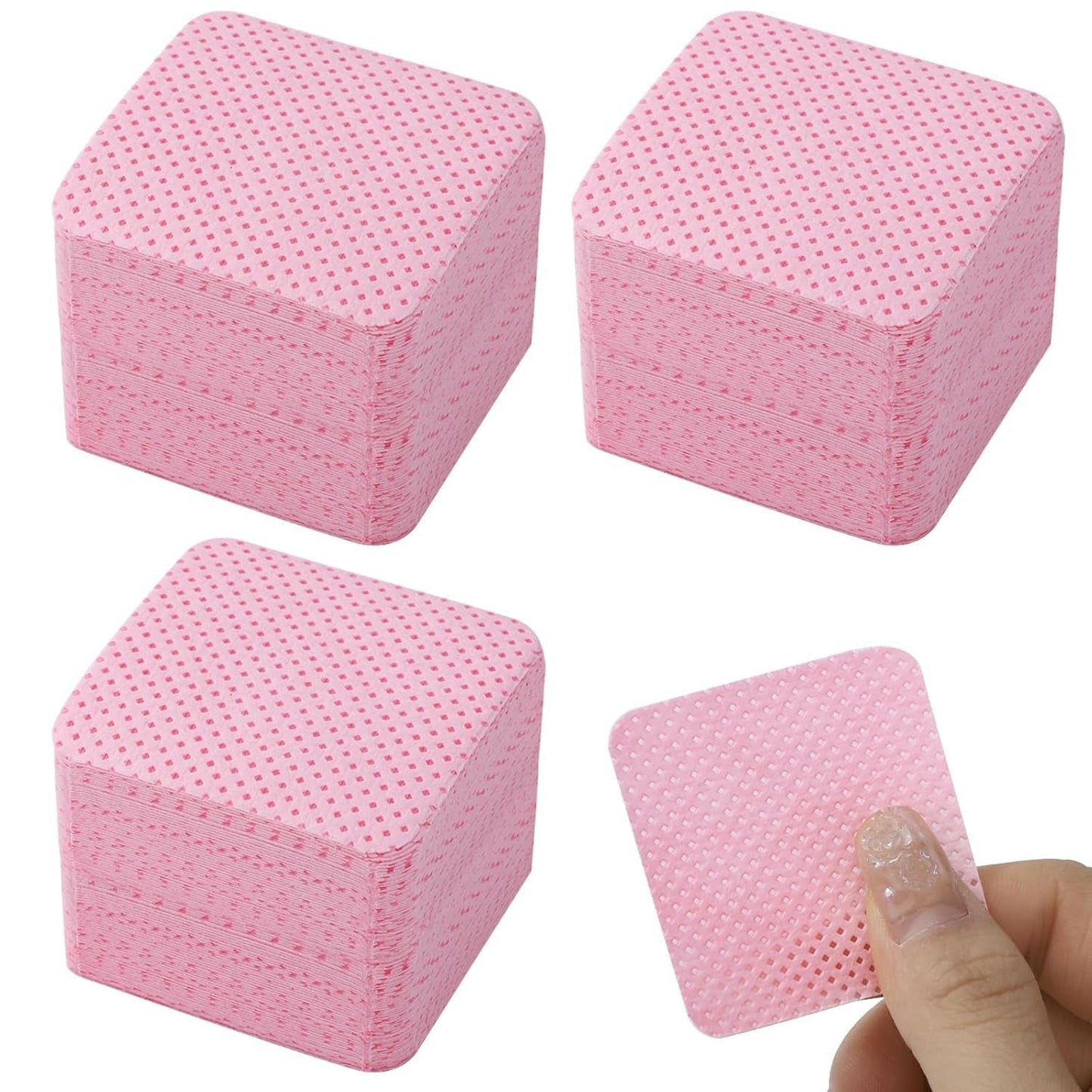 300 Stück Nagellackentferner Pads, Fusselfreie Nägel Wattepads Für Nägel Nagellackentferner Fnugfri Negleservietter Cleaner Gelnägel - Rosa