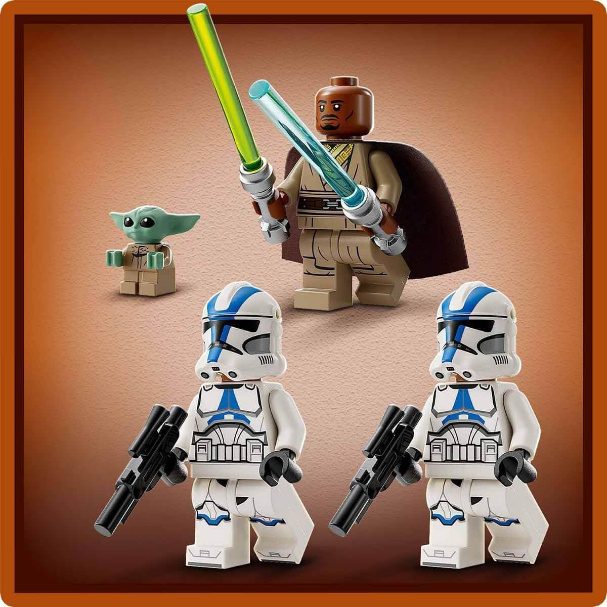 LEGO Star Wars Escape With The BARC Speeder, Mandalorian-sættet, Legetøjscykel med sidevogn, Indeholder figurerne Kelleran Beq og Grogu, Gave til drenge og piger fra 8 år 75378 Byggesæt Beuche den LEGO-Store