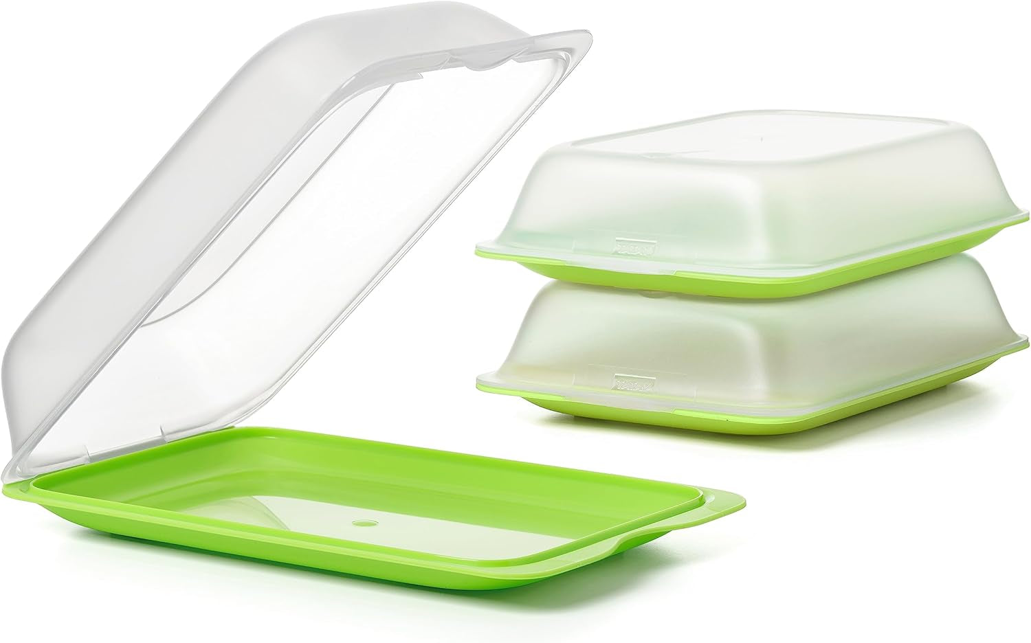 TATAY Fresh Slicer Box Sæt med 4, BPA fri, genanvendelig, stabelbar, opvaskemaskine & MWO, tilfældige farver. Måler 17cm x 3,2cm x 25,2cm Madopbevaringsbokse Naty Shop Container til pølser - Sæt med 3 - Maxi