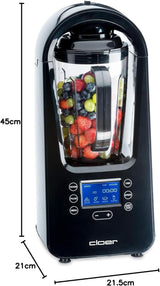 Cloer 6980 Vakuum Standmixer / 800 Watt / 21.000 U/Min. / Inkl. Vorratsbehälter/Vakuumventil/Automatikprogram/Eis-Crush-Funktion/Reinigungsfunktion/Schwarz, 1500 Milliliters Kitchen Naty Shop