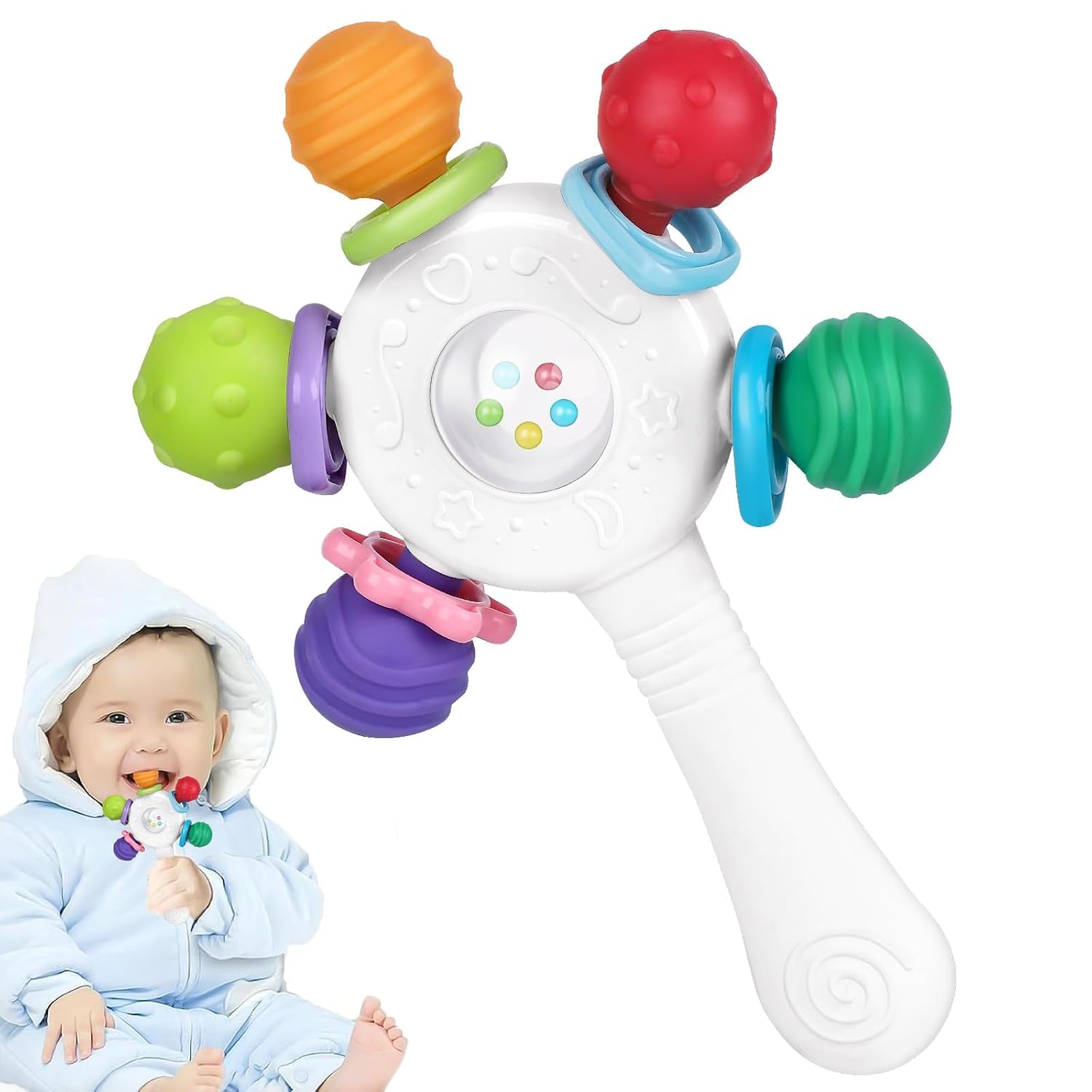 Babybidere i fødevarekvalitet - BPA-fri, kvælningsbestandig design, forstærket greb, velegnet til hørelse og tandudvikling, ideel til babyer 0-36 måneder (hvid)