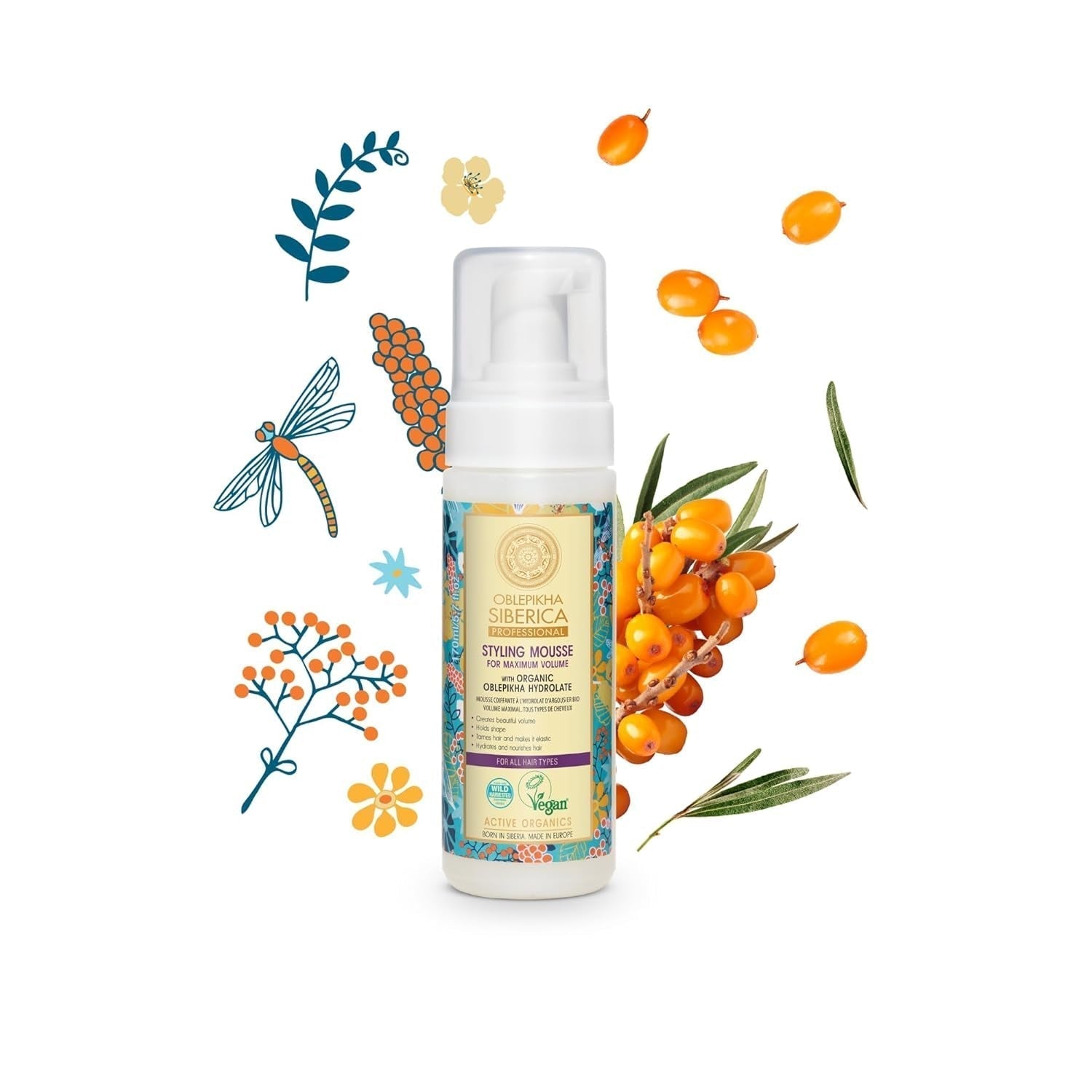 Natura Siberica Oblepikha maske til svært beskadiget hår, 1 pakke (1 x 170 ml) Naty Shop hårmaske