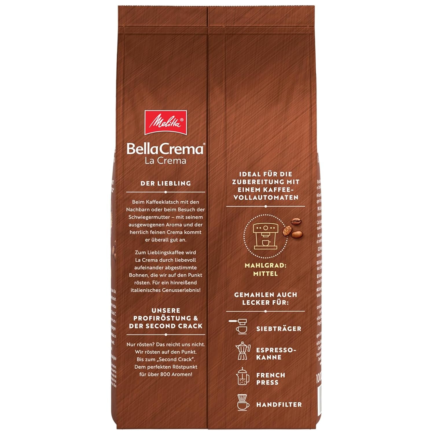 3 Melitta BellaCrema La Crema kaffebønner, mellemristet, 1 kg hver