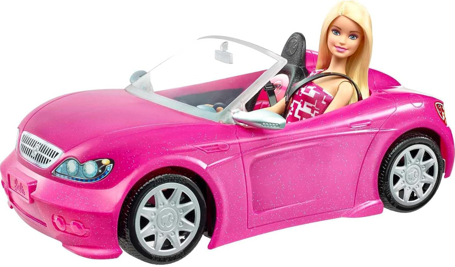 Barbie dukke og pink glitter cabriolet, realistiske dæk, logo, legetøj fra 3 år og op, DJR55