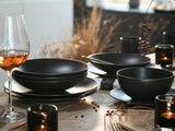 Kan skabes, 23146, SOFT TOUCH BLACK Series, 20-delt servisesæt, porcelænskombinationsservice, tåler opvaskemaskine og mikroovn, fremstillet i Portugal
