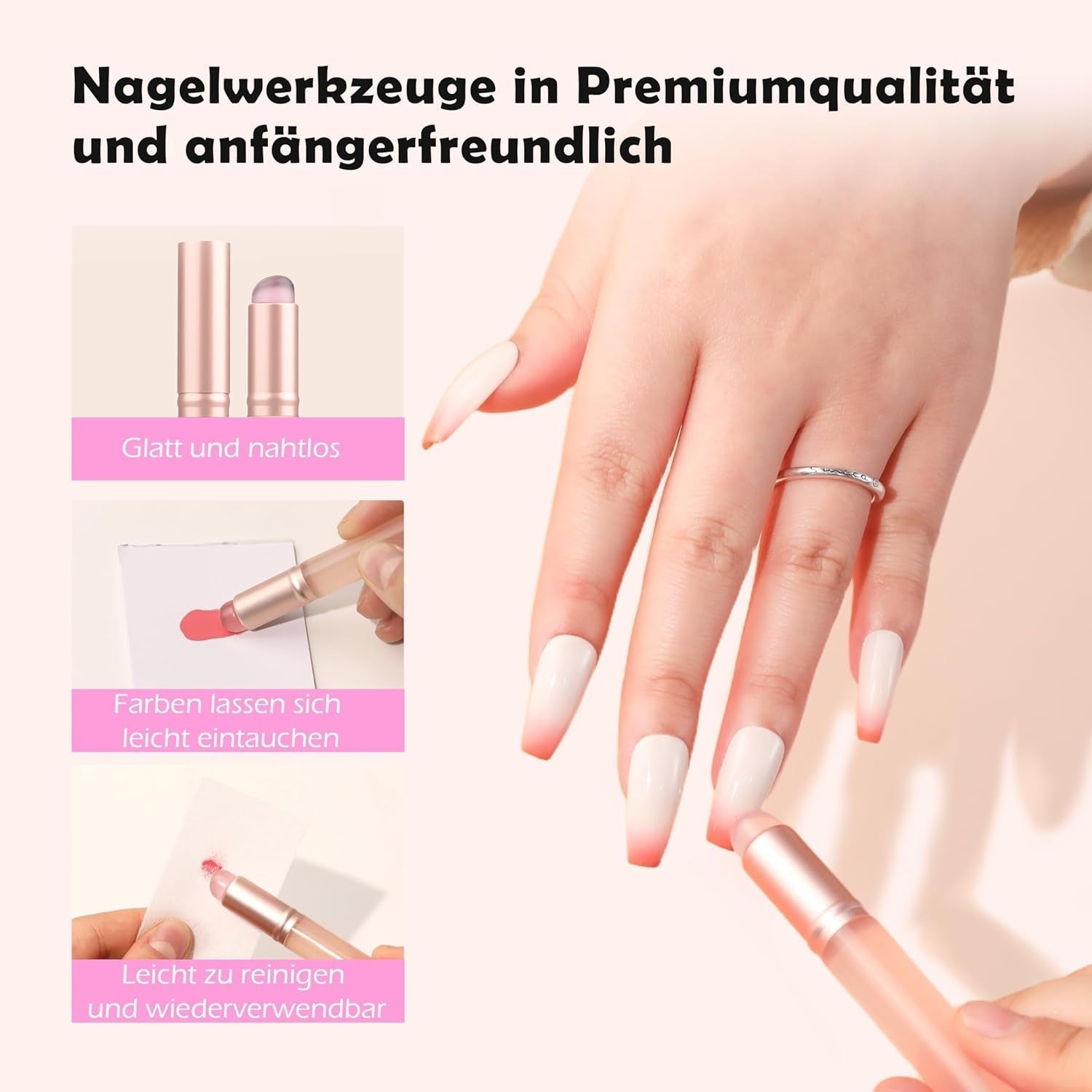 Aokitec 14 Stück Silikon Tool Nägel Pinsel Für Gel Naillack UV, Wiederwendbare Gel Pinsel Für UV Naillack Chrome Nail Powder, Nail Art Tilbehør til Ombre Blush Mirror Effekt, Nägel Selber Machen