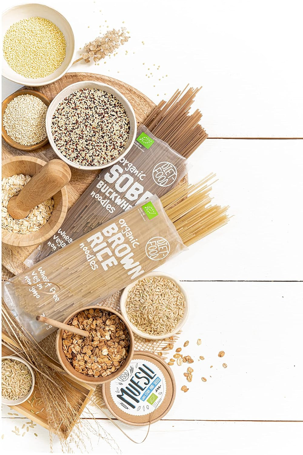 DIET-MAD Bio Buchweizen Soba Nudeln Lebensmittel Pasta Vegan Glutenfreie Lactosefrei Sojafrei Nudeln for Vegetarier og Veganer 250 Gramm