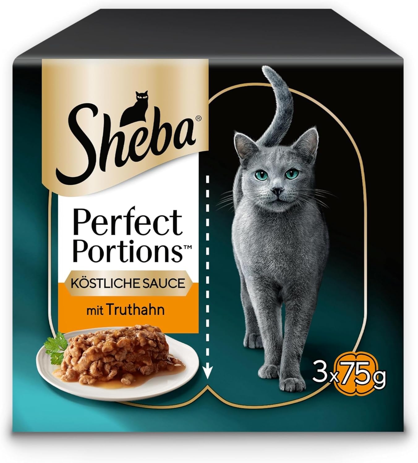 SHEBA Perfect PORTIONS sauce til katte med kalkun 8 x 3 x (2 x 375g)