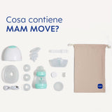 MAM Move Bærbar brystpumpe med 3 driftstilstande og 5 intensitetsniveauer, Skinsoft silikonehylster, justerbar til 4 størrelser Tilbehør Mad og amning Bebe Naty Shop