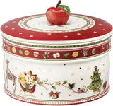 Villeroy & Boch - Winter Bakery Delight Lille opbevaringsæske, keramisk julekageæske, juleæske, småkagedåse, småkagedåse, keramisk æske med låg, slikopbevaring, premium porcelæns madopbevaringsbokse Naty Shop L