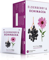 Nutra-te hyldebær og echinacea, immunitets- og forkølelseste, immunstøtte te, kold kamp, ​​20 genanvendelige teposer, naturlig urtete