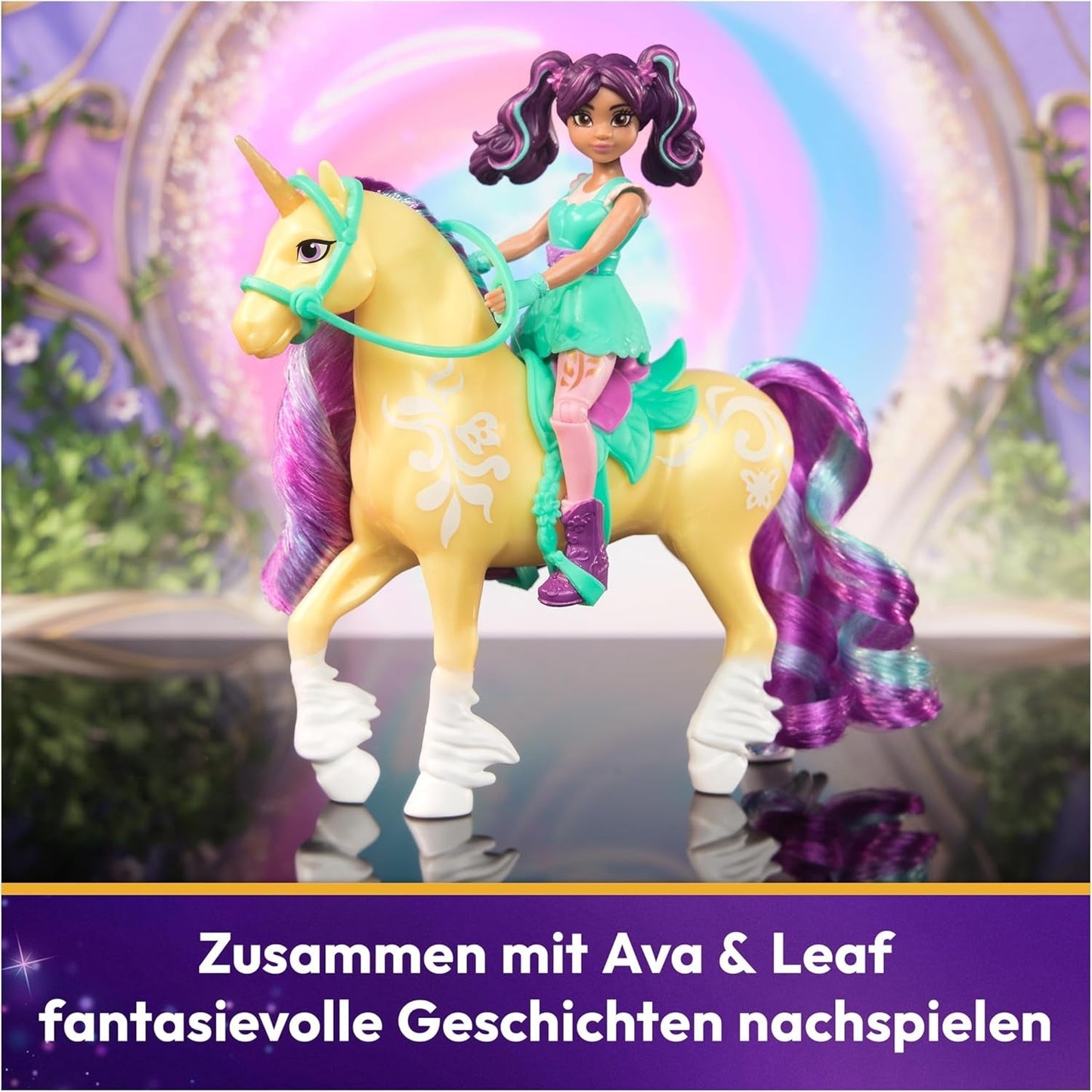 Unicorn Academy AVA og Unicorn Leaf Set - Originale figurer ca. 12 cm høje fra den populære Netflix-serie Med to tilbehør og hårbørster Til fantasifuldt rollespil, for børn fra 4 år og opefter Actionfigurer Naty Shop