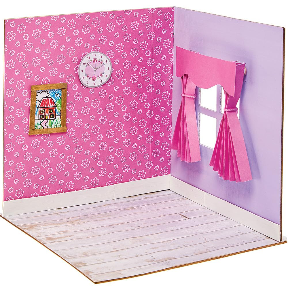 Baker Ross FN255 Mini Trædukkehussæt - 1 stykke dukkehussæt til børn DIY Craft Kit