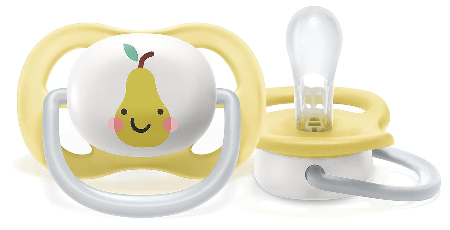 Philips AVENT ultra luft sut - 2-pak, BPA-fri, åndbar, til babyer 0-6 måneder, inklusive bæretaske og sterilisering, æble/pære (model SCF080/17)