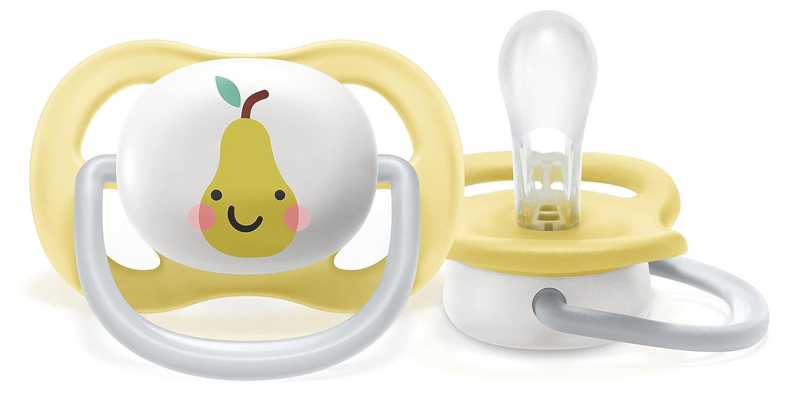 Philips AVENT ultra luft sut - 2-pak, BPA-fri, åndbar, til babyer 0-6 måneder, inklusive bæretaske og sterilisering, æble/pære (model SCF080/17)