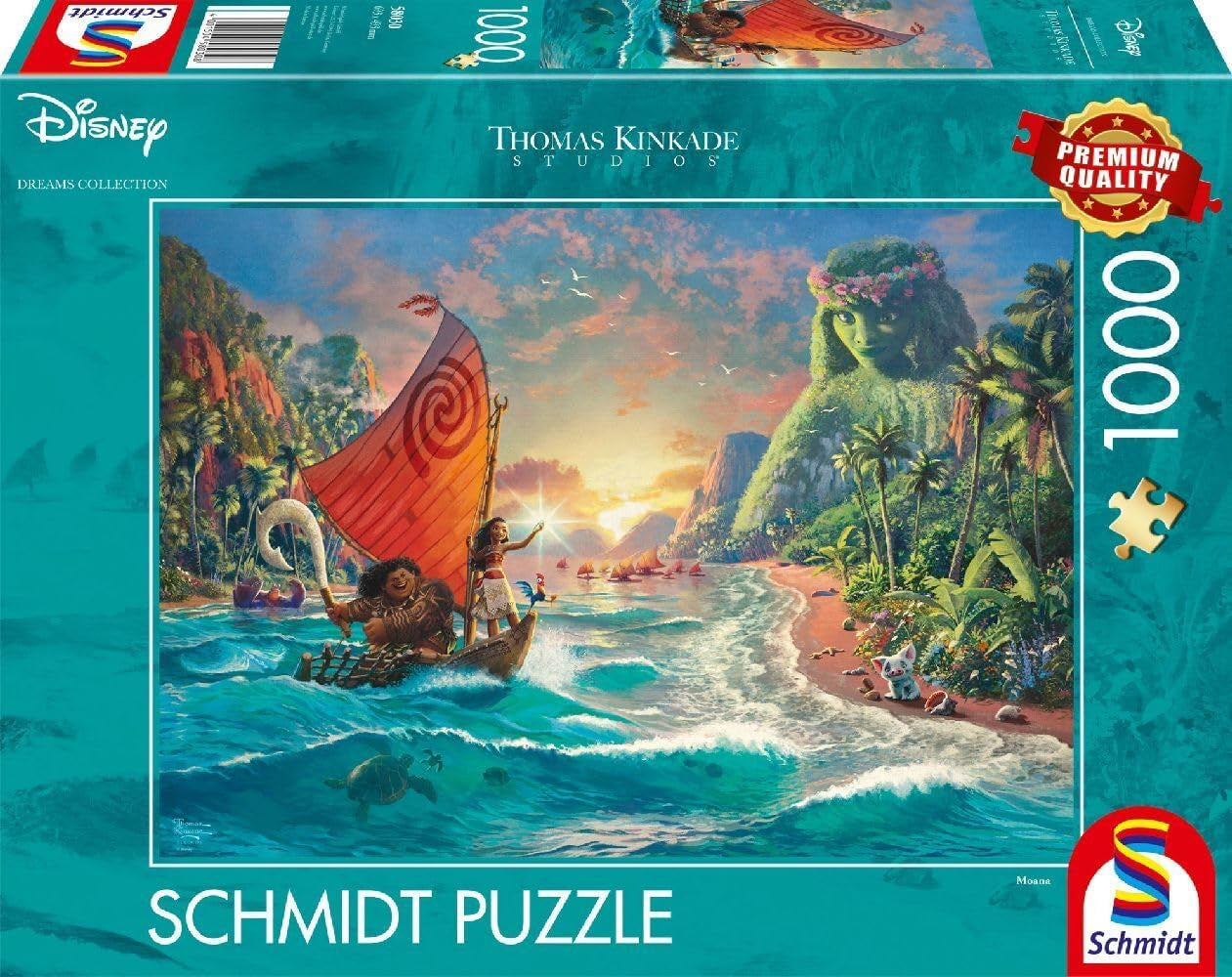 Schmidt Spiele 58030 Thomas Kinkade, Disney, Moana, Moana, puslespil 1000 brikker, normal, sort, hvid Puslespil Naty Shop Thomas Kinkade