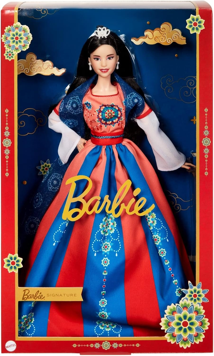 BARBIE Lunar New Year Puppe - Sammelfigur mit traditionaler Hanfu-Robe und chinesischen Drucken, inspireret af Dunhuang-Höhlenmalereien, herunder Puppenständer und Echtheitszertifikat, HJX35