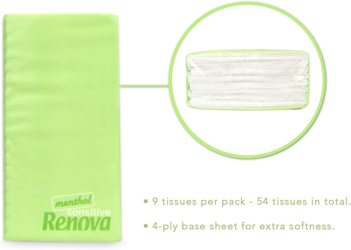 Pocket Tissues Renova SENSITIVE MENTHOL 6 Pakke Almindelig Hvid 1 Stk (Pakke med 6)